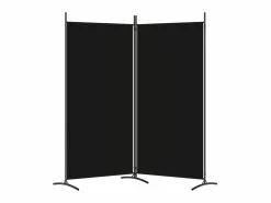 Biombo divisor de 2 paneles de tela 175x180 cm ES860976 Negro Best