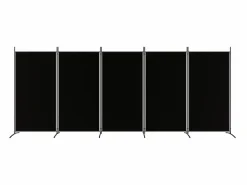 Biombo divisor de 5 paneles de tela 433x180 cm ES107272 Negro New