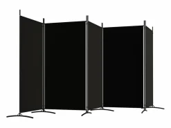 Biombo divisor de 5 paneles de tela 433x180 cm ES107272 Negro New