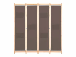 Biombo|Biombo divisor de 4 paneles de tela marrón 160x170x4 cm ES512457