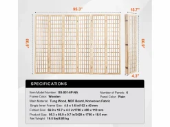 Biombo Japonés SucceBuy De 6 Paneles Para Separación De Ambientes Beige Clearance