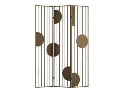 OZAIA Biombo metálico de tres paneles con diseño calado - An. 123 x Al. 180 cm - - KANDY Dorado Discount