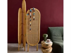 Biombo plegable interior de ratán y rejilla natural^Sweeek Online