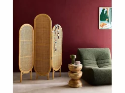 Biombo plegable interior de ratán y rejilla natural^Sweeek Online