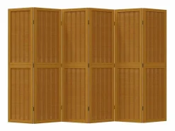 Biombo separador de 6 paneles madera maciza paulownia marrón ES625835 Marru00f3n