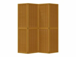 Biombo|Biombo separador de 4 paneles madera maciza paulownia marrón ES959267