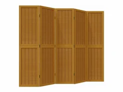 Biombo|Biombo separador de 5 paneles madera maciza paulownia marrón ES729638