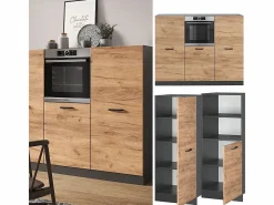 Vicco Bloque de cocina oro power roble/antracita 180x46x81.6 r-line Color natural oscuro Sale