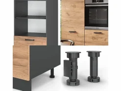 Vicco Bloque de cocina oro power roble/antracita 180x46x81.6 r-line Color natural oscuro Sale