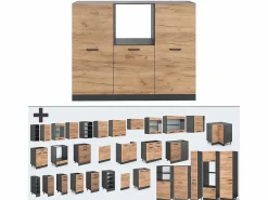 Vicco Bloque de cocina oro power roble/antracita 180x46x81.6 r-line Color natural oscuro Sale