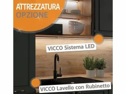 Vicco Bloque de cocina oro power roble/antracita 180x46x81.6 r-line Color natural oscuro Sale
