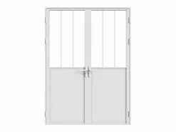 Vente-unique Puerta Con Marco|Bloque de puerta reversible, MDF y vidrio templado - 2 x Alt. 204 x An. 83 cm - ERMELO