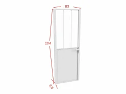 Vente-unique Bloque de puerta reversible, aluminio, MDF y vidrio templado, Alt. 204 x An. 83 cm, ERMELO Blanco Discount