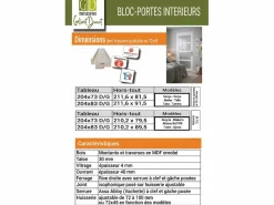 Bloque de Puerta de Vidrio Tana Blanco H204 x L83 Mesa con Varillas de Empuje Izquierda^GD Menuiseries