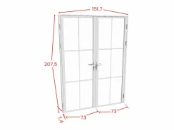 Bloque de puerta doble - aluminio y vidrio templado - - 2 x 204 x 73 cm - SEROTO^Vente-unique Best