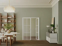 Vente-unique Bloque de puerta doble - aluminio y vidrio templado - - 2 x 204 x 83 cm - SEROTO Blanco Hot