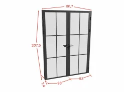 Vente-unique Bloque de puerta doble - aluminio, vidrio translúcido - 2 x Alt. 204 x An. 93 cm - - SEROTO Negro Discount