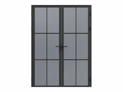 Vente-unique Bloque de puerta doble reversible de vidrio templado ahumado - 2 x Alt. 204 x An. 83 cm - SEROTO Negro Best