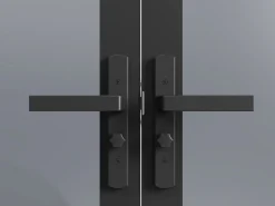Vente-unique Bloque de puerta doble reversible de vidrio templado ahumado - 2 x Alt. 204 x An. 83 cm - SEROTO Negro Best