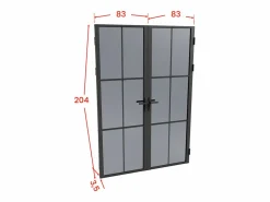 Vente-unique Bloque de puerta doble reversible de vidrio templado ahumado - 2 x Alt. 204 x An. 83 cm - SEROTO Negro Best