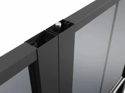 Vente-unique Bloque de puerta doble reversible de vidrio templado ahumado - 2 x Alt. 204 x An. 83 cm - SEROTO Negro Best
