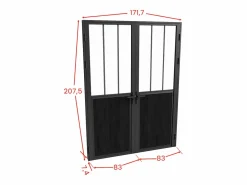 Vente-unique Bloque de puerta doble reversible y vidrio templado - 2 x Alt. 204 x An. 83 cm - ERMELO Negro Clearance