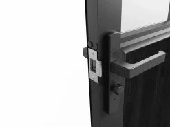 Vente-unique Bloque de puerta doble reversible , vidrio translúcido estilo taller, 2 x Alt. 204 x An. 93 cm, ERMELO Negro Outlet