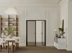 Vente-unique Bloque de puerta doble reversible de vidrio templado ahumado - 2 x Alt. 204 x An. 73 cm - LOXTON Negro Online