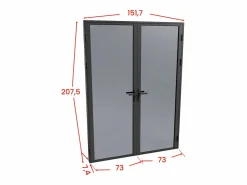 Vente-unique Bloque de puerta doble reversible de vidrio templado ahumado - 2 x Alt. 204 x An. 73 cm - LOXTON Negro Online