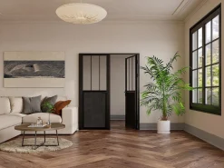 Vente-unique Bloque de puerta doble reversible, y vidrio templado - 2 x Alt. 204 x An. 93 cm - ERMELO Negro Outlet