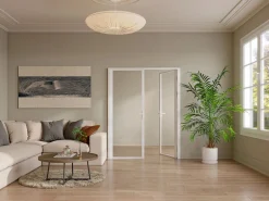 Vente-unique Puerta Con Marco|Bloque de puerta doble reversible - Vidrio templado - - 2 x Alt. 204 x An. 83 cm - LOXTON