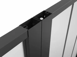 Vente-unique Bloque de puerta doble reversible , vidrio translúcido estilo taller, 2 x Alt. 204 x An. 83 cm, ERMELO Negro New
