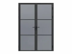 Vente-unique Puerta Con Marco|Bloque de puerta doble reversible - vidrio ahumado - 2 x Alt. 204 x An. 93 cm - - MASERU