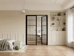 Bloque de puerta doble reversible - vidrio texturizado - 2 x Alt. 204 x An. 83 cm - - MASERU^Vente-unique Discount