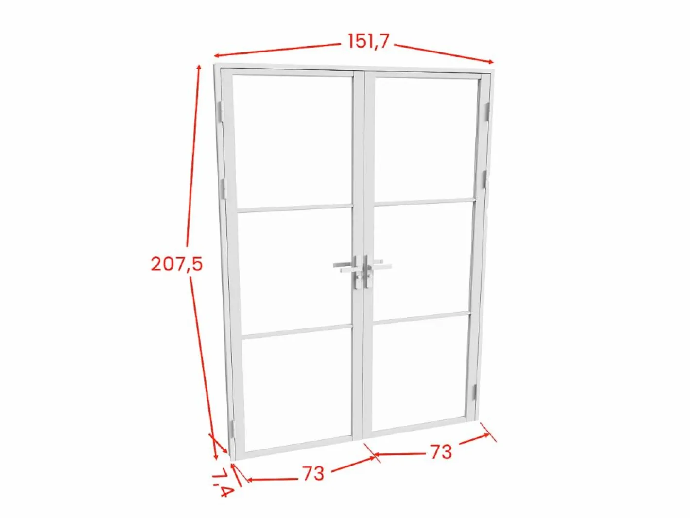 Vente-unique Puerta Con Marco|Bloque de puerta doble reversible - vidrio templado - 2 x Alt. 204 x An. 73 cm - - MASERU