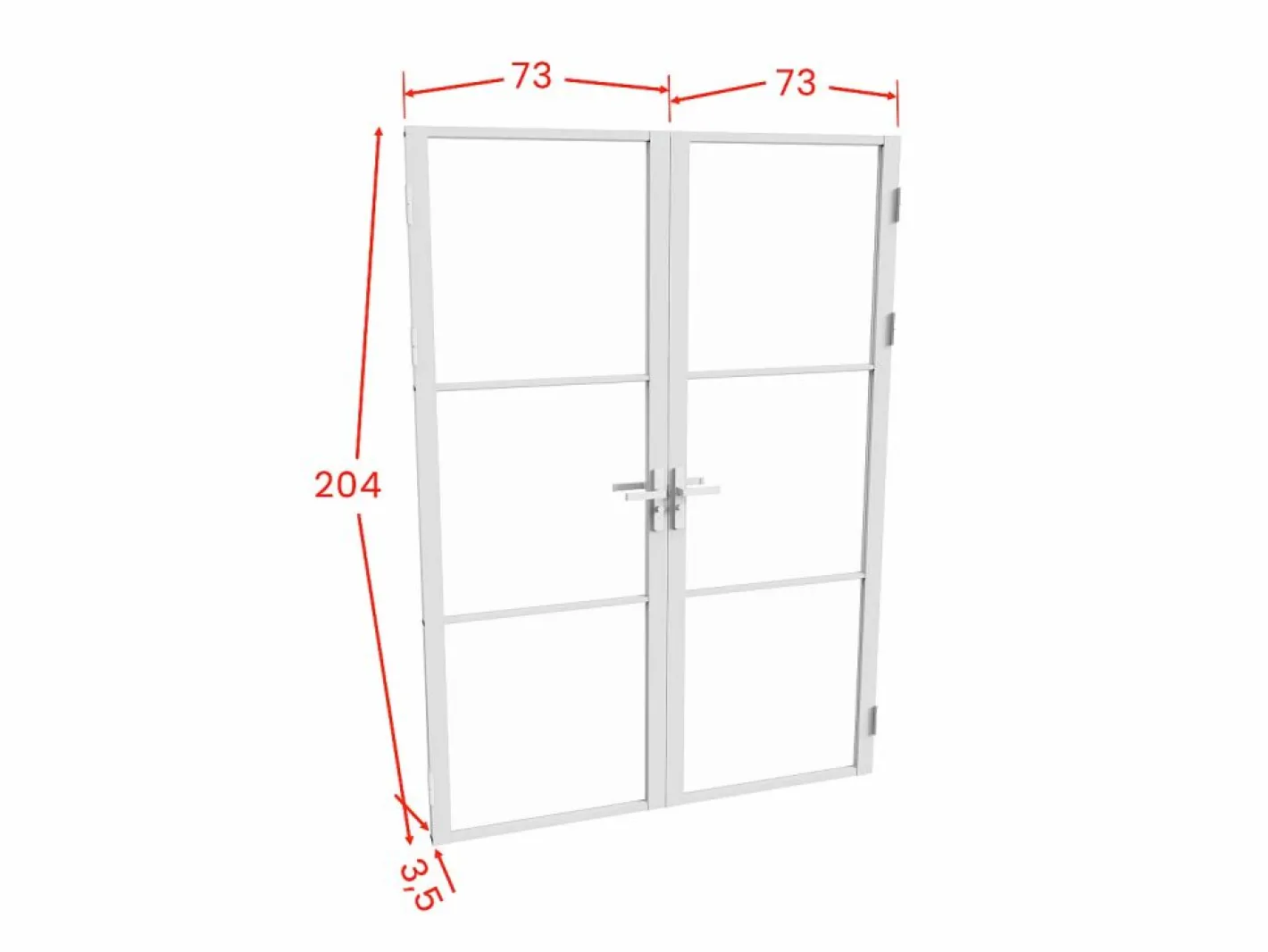 Vente-unique Puerta Con Marco|Bloque de puerta doble reversible - vidrio templado - 2 x Alt. 204 x An. 73 cm - - MASERU