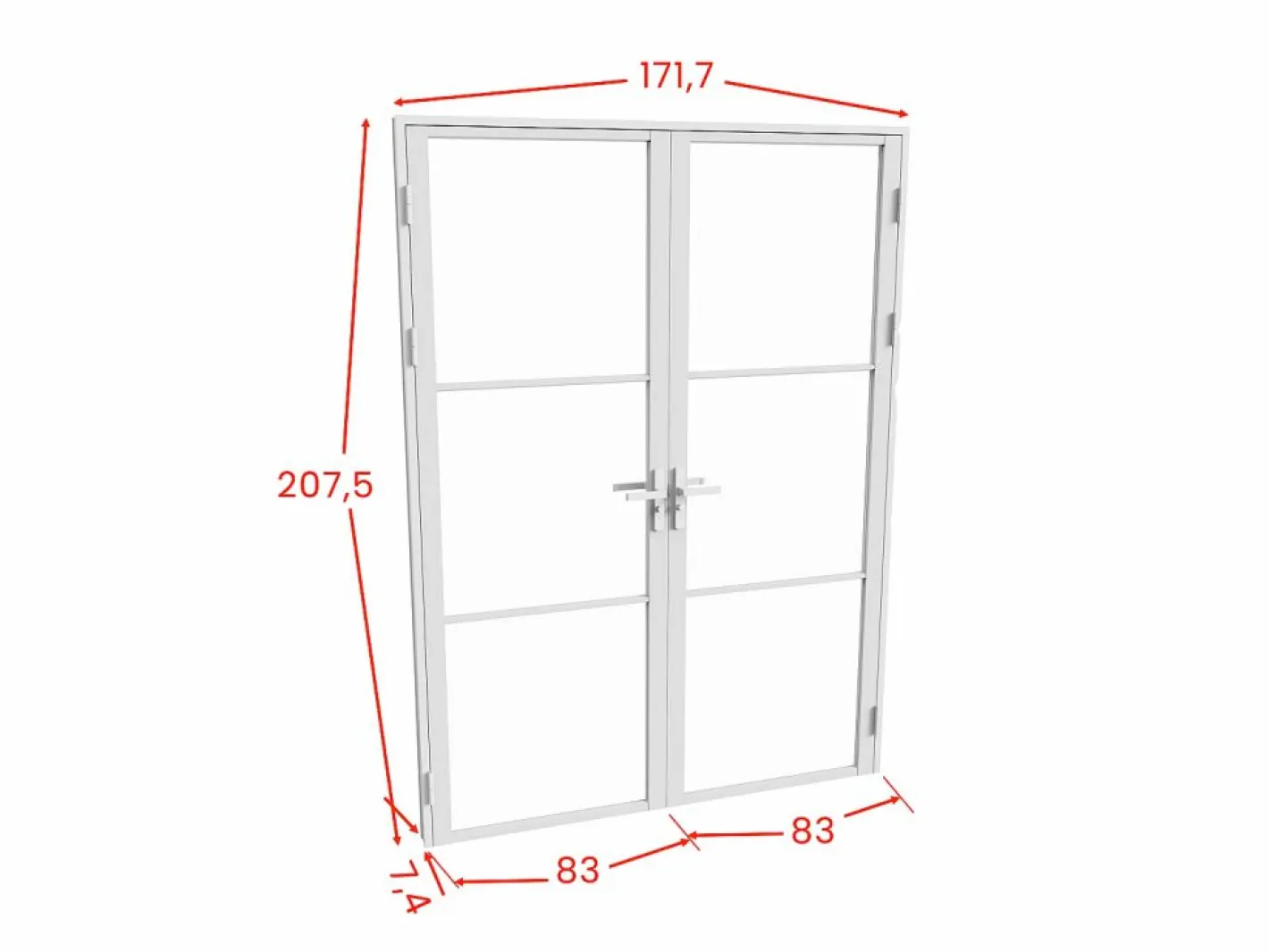 Vente-unique Puerta Con Marco|Bloque de puerta doble reversible - vidrio templado - 2 x Alt. 204 x An. 83 cm - - MASERU