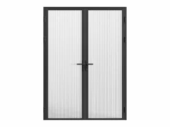 Vente-unique Puerta Con Marco|Bloque de puerta doble reversible - vidrio texturizado - 2 x Alt. 204 x An. 73 cm - - LOXTON