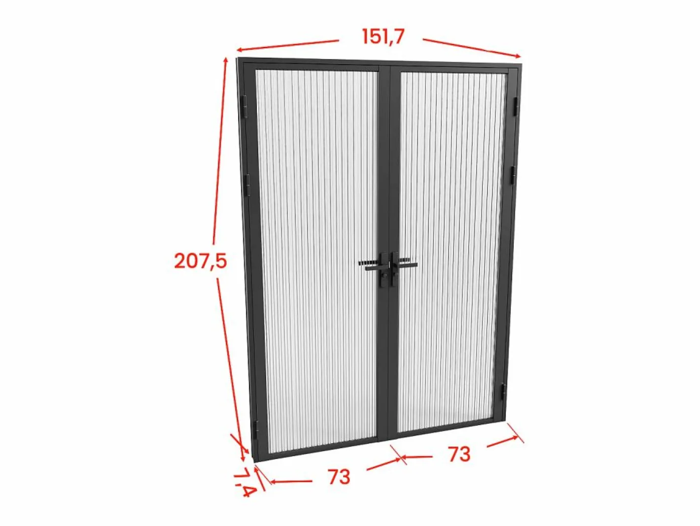 Vente-unique Puerta Con Marco|Bloque de puerta doble reversible - vidrio texturizado - 2 x Alt. 204 x An. 73 cm - - LOXTON