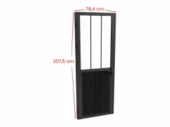 Vente-unique Puerta Con Marco|Bloque de puerta estilo taller reversible de aluminio, MDF y vidrio templado - Alt. 204 x An. 73 cm - ERMELO