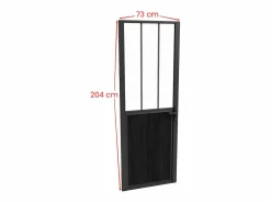 Vente-unique Puerta Con Marco|Bloque de puerta estilo taller reversible de aluminio, MDF y vidrio templado - Alt. 204 x An. 73 cm - ERMELO
