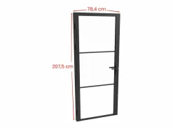Vente-unique Bloque de puerta reversible de aluminio y vidrio templado - Alt. 204 x An. 73 cm - MASERU Negro Hot