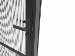 Vente-unique Bloque de puerta reversible de aluminio y vidrio texturizado - Alt. 204 x An. 93 cm - - MASERU Negro Best
