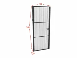 Vente-unique Bloque de puerta reversible de aluminio y vidrio texturizado - Alt. 204 x An. 93 cm - - MASERU Negro Best