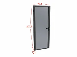 Bloque de puerta reversible de aluminio y vidrio templado ahumado - Alt. 204 x An. 73 cm - - LOXTON^Vente-unique Best