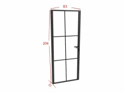 Vente-unique Puerta Con Marco|Bloque de puerta reversible de aluminio y vidrio templado - Alt. 204 x An. 83 cm - SEROTO