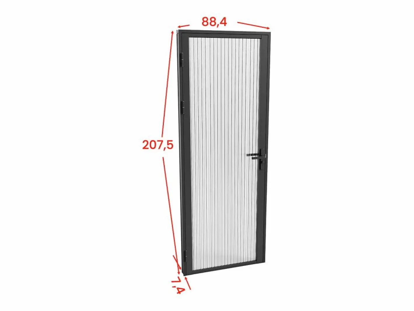 Vente-unique Puerta Con Marco|Bloque de puerta reversible - aluminio y vidrio templado - Alt. 204 x An. 83 cm - - LOXTON