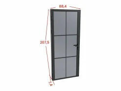 Bloque de puerta reversible de aluminio y vidrio templado ahumado - Alt. 204 x An. 83 cm - - SEROTO^Vente-unique Best