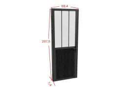 Bloque de puerta reversible , vidrio templado translúcido estilo taller, Alt. 204 x An. 93 cm, ERMELO^Vente-unique Clearance