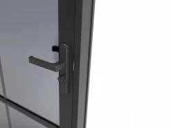 Vente-unique Puerta Con Marco|Bloque de puerta reversible de aluminio y vidrio templado ahumado - Alt. 204 x An. 73 cm - - SEROTO